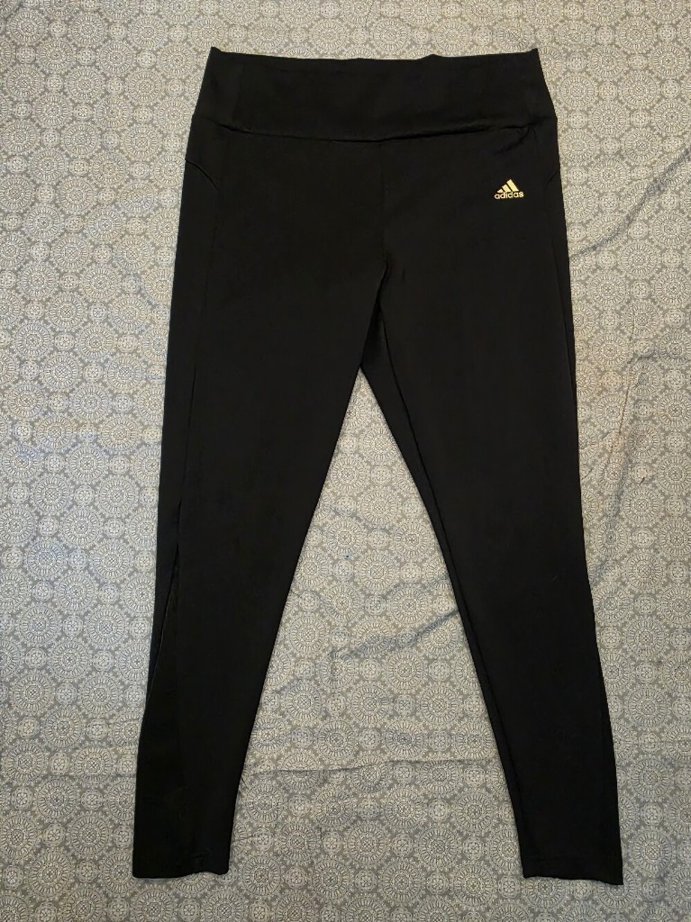 Adidas Black PrimeGreen XL Aeroready Leggings with Gold Logo